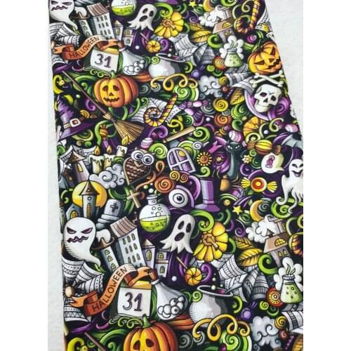 Ghost Magic Cotton Fabric Halloween Pumpkin Bat Skull Punk Evil eyes Patchwork Textile Tissue Home Clothing Decoration viaPhil