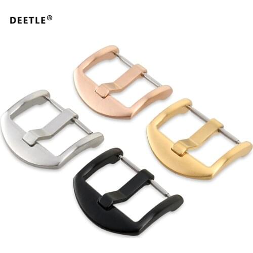 DEETLE Stainless Steel Watch Buckle 16mm 18mm 20mm 22mm 24mm Leather Strap Watch Clasp Black Rose Gold