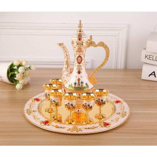 Rare Chinese Cloisonne & sapphire teapot set,grandeur,Golden castle,Home hotel ornaments ornaments gifts,Free shipping
