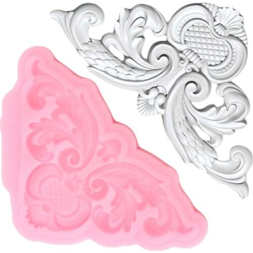 Retro Scroll Relief Cake Border Silicone Lace Molds Fondant Mould Cake Decorating Tools Candy Clay Chocolate Gumpaste Moulds