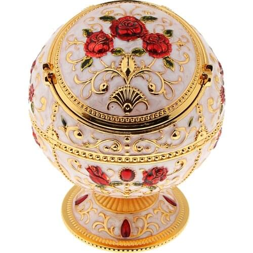 Delicate Embossed Globe Jewelry Box, Retro Windproof Metal Ashtray, Elegant Gifts, Styles, Various Colors