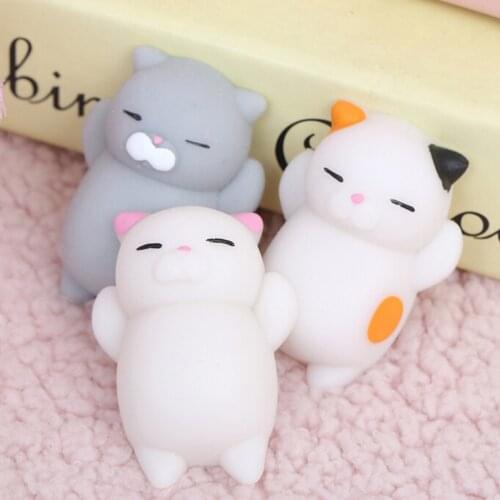 1Pc car key ring Mini Decompress Squishy Japan MochiSqueeze Soft Slow Rising Funny cute Animal Lazy Cat