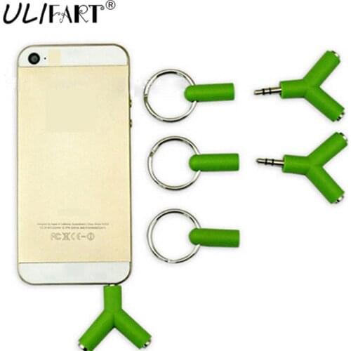 ULIFART 3.5mm Stereo Audio Jack Tablet Earphone Headphone 2 Way Y Splitter Adapter Keyring