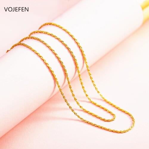 VOJEFEN AU750 18k Real Gold Rope Chain Necklace Men Chain Necklace Women Chains Twist Rope Chain Various Lengths Real Jewelry