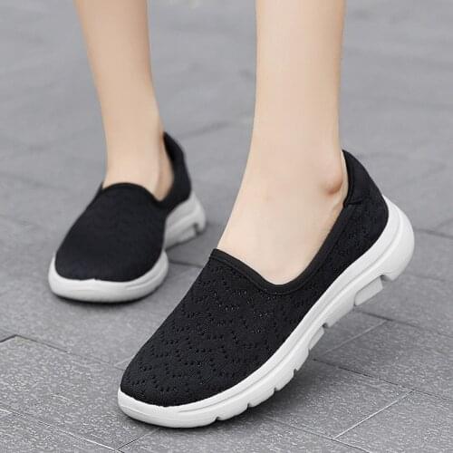 Plus Size 42 Breathable Mesh Platform Sneakers Women Slip On Soft Ladies Casual Shoes Woman Knit Sock Shoes Flats 2020