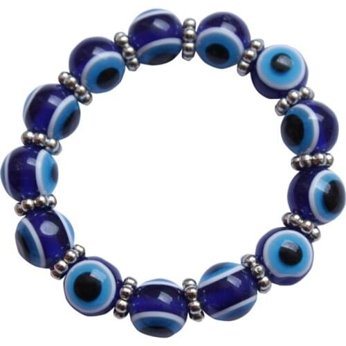 1PC 12mm Turkish Resin Bead 13PCS Blue Eye Beads Elastic 19cm Bracelets