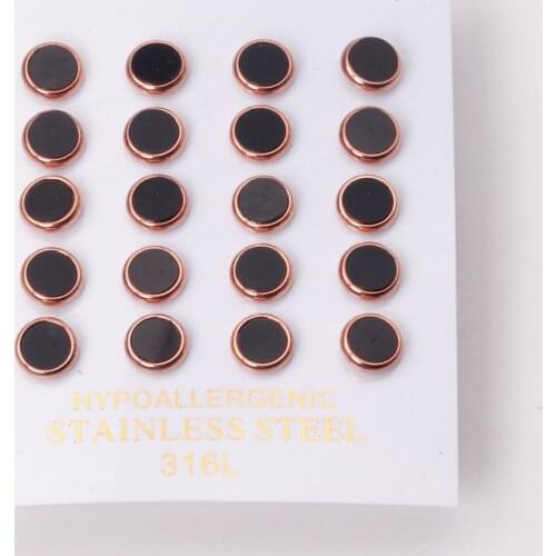 10 Ladies Pairs Black Shell Earrings Wholesale Stainless Steel Fashion Small Ear Studs Party Jewelry Accessories Daily Wear