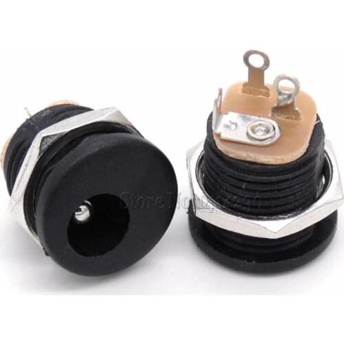 10Pcs DC-022 5.5-2.5 / 5.5 x 2.5mm DC Power Socket/ DC Connector Panel Mounting DC022 Black