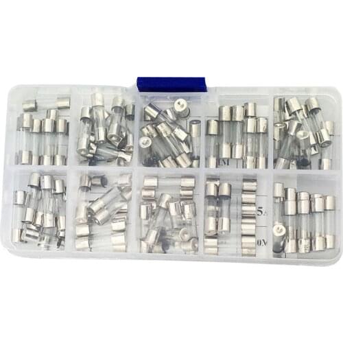 100Pcs 5 X 20mm Electrical Fuse Amp Fast-blow Glass Fuse In Box 0.2A-15A