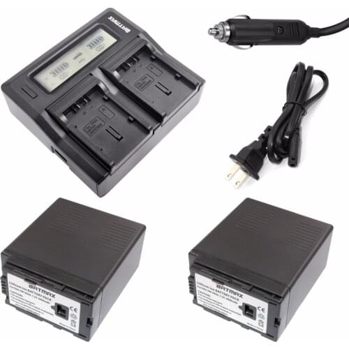 2Pcs VW-VBG6 VWVBG6 VBG6 Li-Ion Batteries + LCD Dual Ultra Fast Charger for Panasonic Camcorder Battery and Panasonic AG-AC160A