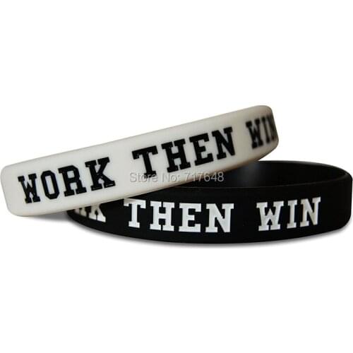 300PCS Work Then Win wristband silicone bracelets free shipping by FEDEX