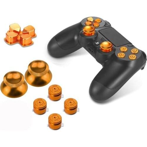 7PCS PS4 Aluminium Metal D PAD Analogue Bullet Buttons For PS 4 Controller Thumbsticks Replacement Chrome