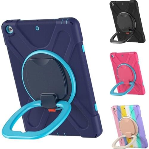 For iPad 10.2 2019/2020 Case, Shockproof Silicone Rugged Case,with Handle Grip, Kickstand