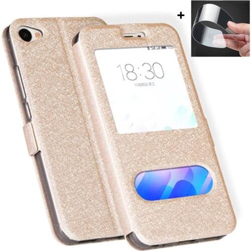 Open window case For Meizu M3x/Meizu Meilan X 5.5-inch case m682q PU Leather Flip back Cover cases For Meizu M3 X MeilanX case