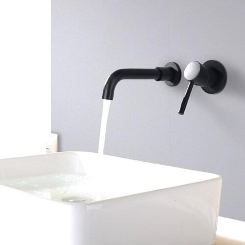 Black copper wall basin hotel project bathroom bathroom washbasin sink faucet concealed