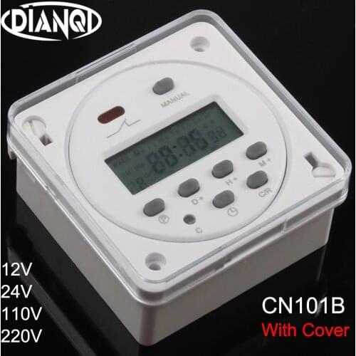 CN101B AC 12V 24V 110V 220V Digital LCD Power Timer NO NC Programmable Time Switch Relay with protective cover weekly 7days