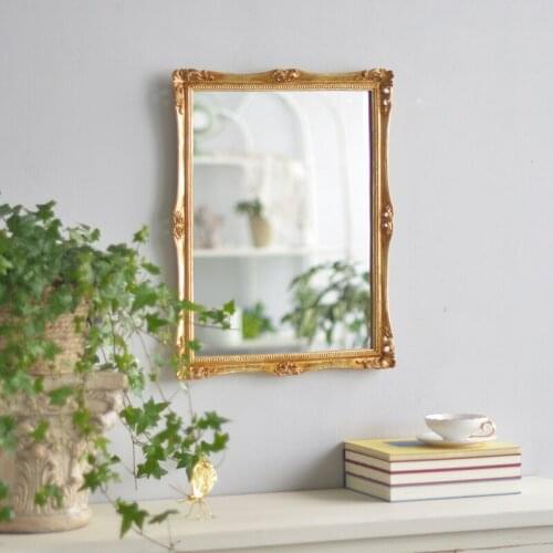 European Style Mirror Luxury Gold Dressing Rectangle Vanity Mirror Hanging Aesthetic Espejos Decorativos House Decor EI50JZ