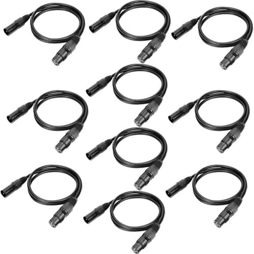 3.2Ft DMX Cable,10PCS 1 Meter DMX Signal Cables Signal Wires,3-Pin XLR Male to Female Stage Light Signal Cable
