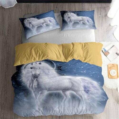 Unicorn 3D Bedding Set Monocerus Print Duvet cover set Twin queen king Beautiful pattern Real effect lifelike bedclothes