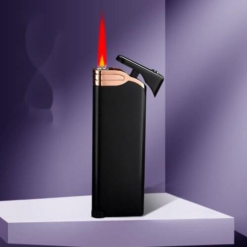 Metal Inflatable Lighter Light And Thin Straight Red Flame Windproof Lighters Lighter Personality