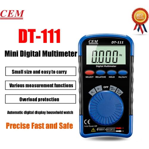 CEM DT-111 Mini Pocket Digital Multimeter Auto Measurement 3 in 1 E-Testers Type Full Protection Pocket Type NCV Non-contact