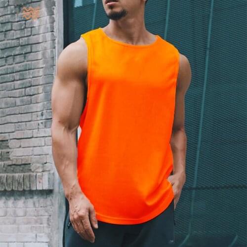 Plain Gym Clothing Mens Bodybuilding Stringer Tank Top Mesh Sleeveless Vest Sweatshirt Fitness Workout Sportswear Tanktop Male