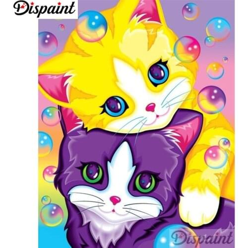 Dispaint Full Square/Round Drill 5D DIY Diamond Painting "Kato cat bubble" 3D Embroidery Cross Stitch Home Decor Gift A12405