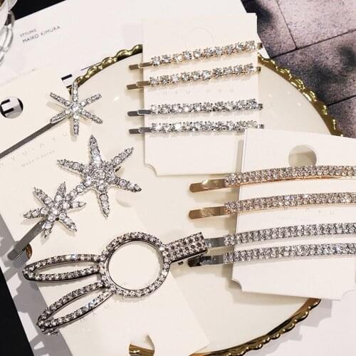 New Fashion Korea Shiny Crystal Rhinestones Hairpins Barrettes Snowflake Rabbit Shape Hair Clips Hair Accessories Drop shipping
