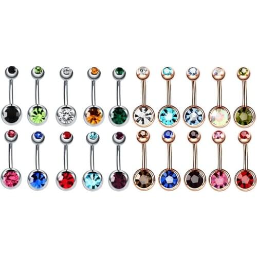 10 Pieces Fashion Bling Navel Belly Button Ring Barbell Rhinestone Ball Piercing 14g