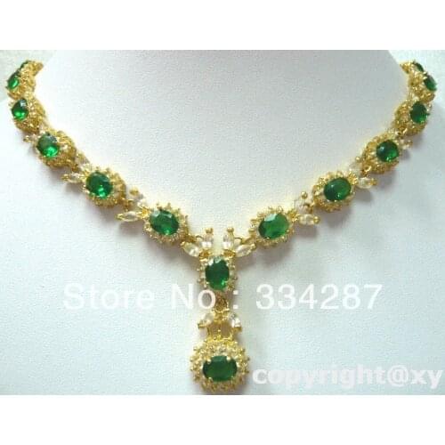 Fine green/red/blue zircon green zircon 18KGP necklace pendant