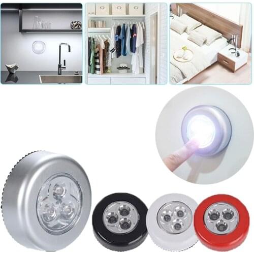 Stick Pat Lamp 3 LED Touch Lamp Kitchen Cabinet Light Sensor Battery-powered Bedside Emergency Lamps Home Closet Wardrobe Decor