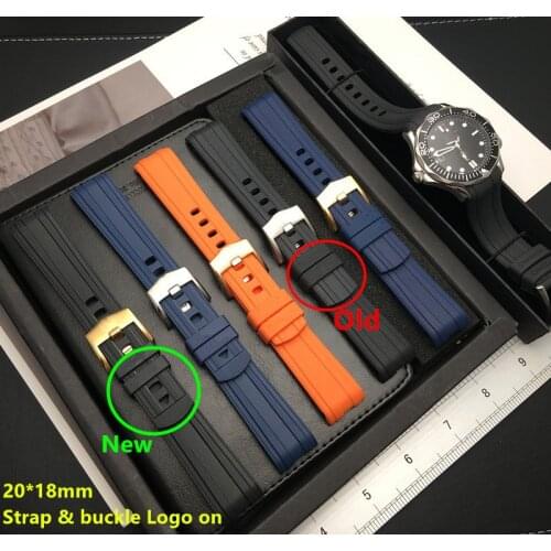 Top quality 20mm soft fluorine Rubber Silicone Watch band Buckle Grind Arenaceous Belt Special for Omega strap for Seamaster 300