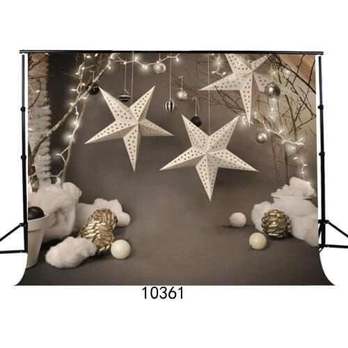 Christmas Background Vinyl Photography Backdrops Computer Printed Christmas White Ball Star Lights for Photo studio Party