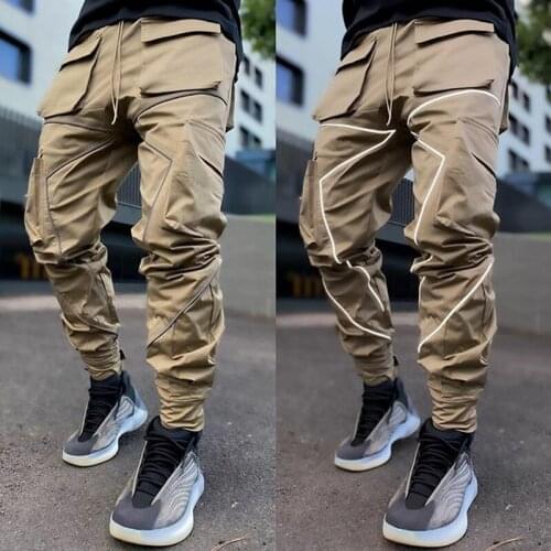 Sweatpants Athletic Leisure Cargo Pants For Spring Autumn New Cross-border Reflective Strip Running Pants Male Popular /40