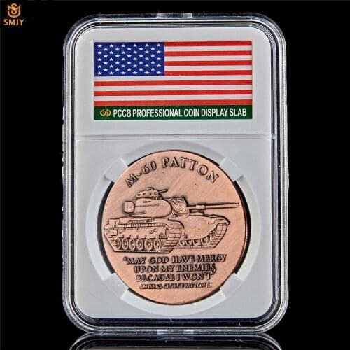 US Army Weapons M-60 Patton Tank Bronze USA Military Token Challenge Coin Collection W/PCCB Case