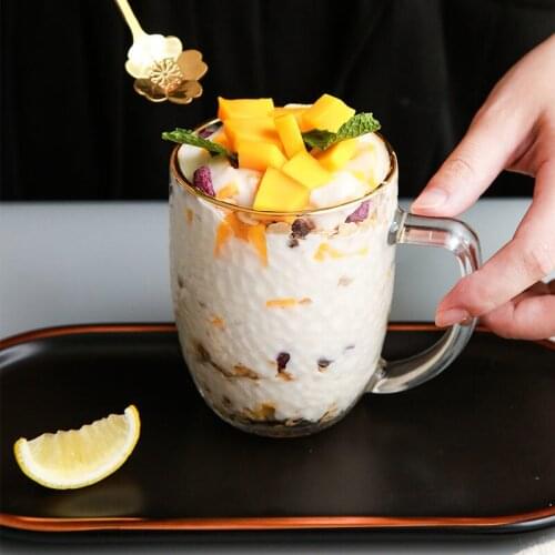 Japanese style Hammer pattern Glass Mug,Golden edge Glass coffee Beer Drink a Mug of Office Mug Transparent Drinkware Cups