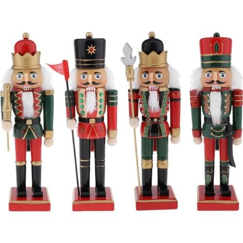 Christmas Nutcracker Ornaments , Wooden Nutcracker Figures Model Decorations for Christmas Tree Figures Puppet Toy Gifts