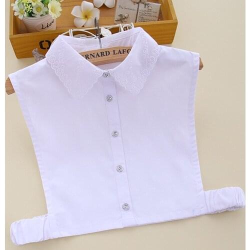 High Quality Cotton Women Lapel Fake Collars Shirt Flase Collars Vintage Solid Color Detachable Collar for Sweater Blouse Decor