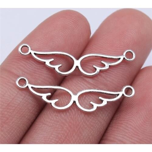 WYSIWYG 20pcs 28x5mm Angel Wings Charms Connector Jewelry Making For Bracelet Making Necklace Making