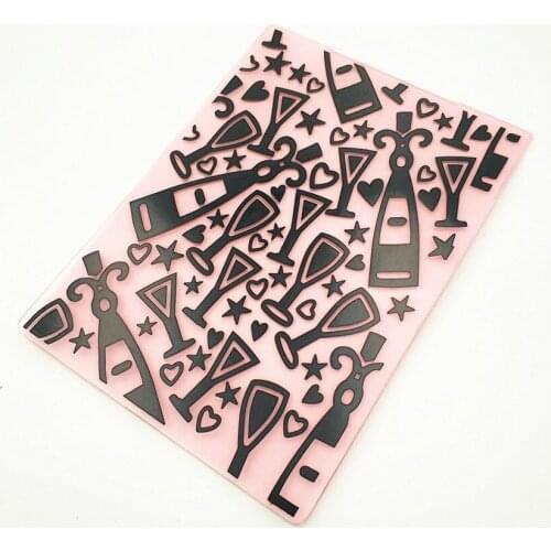 10.5x14.5cm wine bottle Embossing folders Plastic bump Scrapbooking DIY Template Fondant indentation Cake Photo Album Card Make