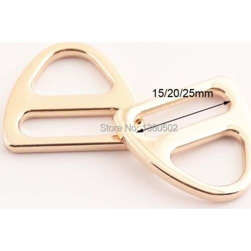 10PCS/lot 15/20/25mm Gold Color Metal Tri-Glide Slider adjustable buckles for backpack garment Diy accessories