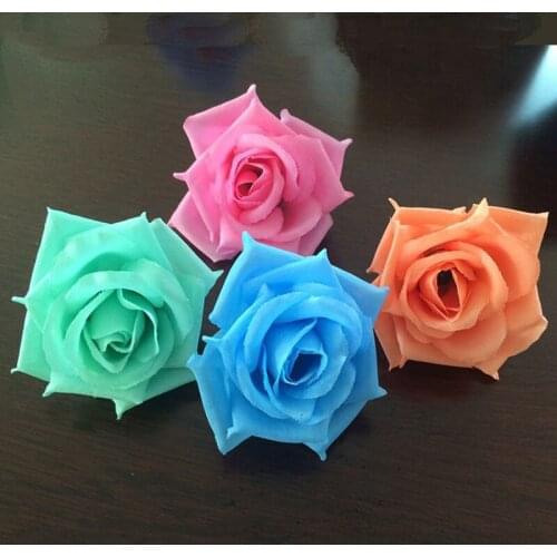100PCS/Lot 8CM Tiffany blue Artificial Flowers Heads Rose Flower Ball Head Brooch Festival Wedding Decoration Flower Silk Flower