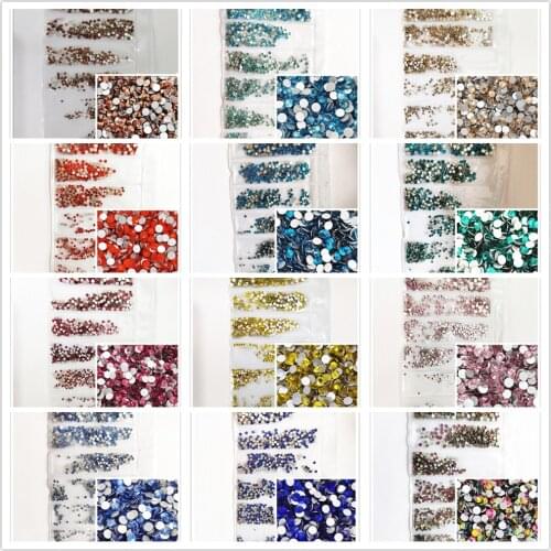 45 color 1200pcs Mix Size Crystal Non Hotfix Flatback strass glitter Nail Art Rhinestones For DIY clothing Nail Art Decorations