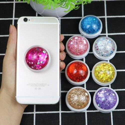 3D Colorful Liquid Glitter Phone Stand Expanding Grip Finger Phone holder Grip Universal mobile phone holder finger socket
