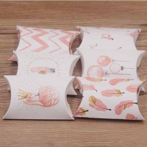 50pcs/lot Kraft /white multi partysu styles pillow gifts package bags beautiful cute flamingou paper candy/wedding pillow bags