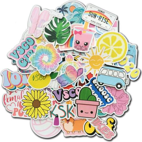 50Pcs Cute Vsco Aesthetic Stickers for Laptop Hydro Flask Water Bottle Phone Case Luggage Vinyl Decals for Kids Teen Visco Girls