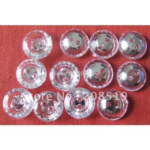 NB0027 100pcs/lot Acrylic buttons silver flatback 12.5mm Dia 2 holes sewing buttons for shirt