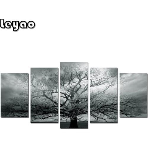 Diamond Painting Winter Big Tree, Abstract 5 pieces Painting Cross Stitch Handicrafts DIY Diamond Embroidery Home Decoration