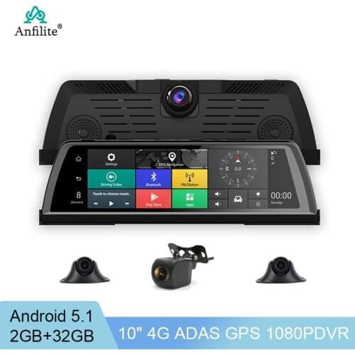 10" 4 Channel Sony Lens Full HD 1080P Car DVR G-Sensor Full Touch DVR 360° Panoramic Rear View 4G WIFI Android ADAS GPS Dashcam
