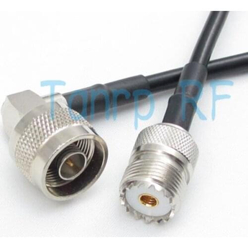 Free shipping! 50CM N male right angle to UHF female jack RF Pigtail coaxial jumper cable 20INCH RG58 extension cable